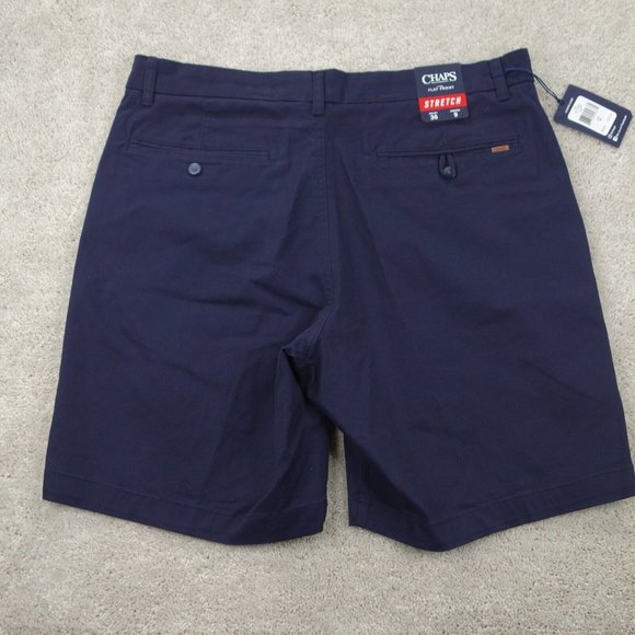 Chaps Shorts Mens 36 Blue Stretch Twill Straight Leg Bermuda Flat Front Casual - Picture 8 of 10